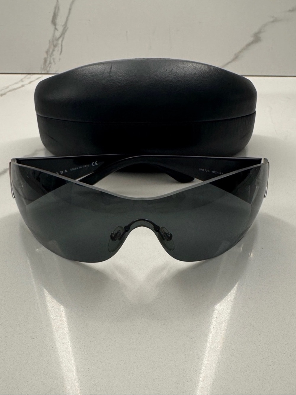 Prada SPR72G Y2K Star Wrap Shield Sunglasses in Black